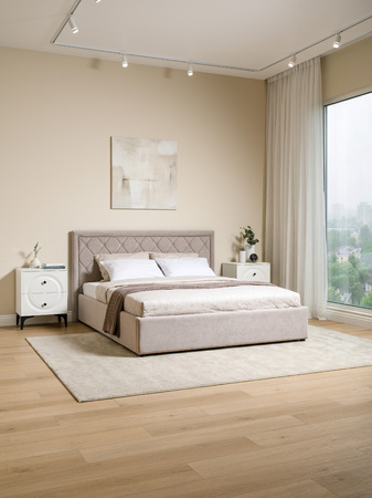 Кровать Марион 160 велюр OCEAN 005 темно-бежевый с ортопедическим основанием и подъемным механизмом (спальное место 160 х 200)