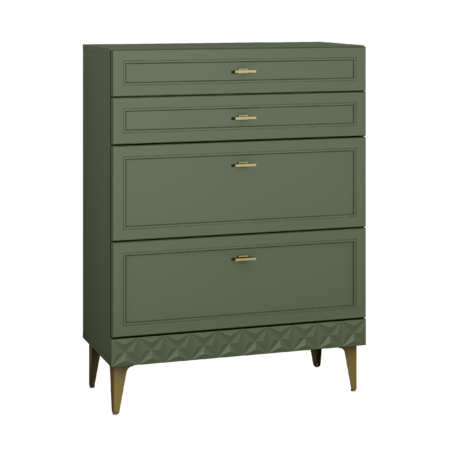 Комод Марион 16.249 дымчатый зеленый K521, олива шагрень AG 1050 ПВХ, белый PE шагрень