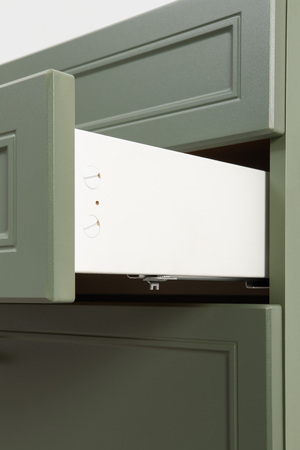 Комод Марион 16.249 дымчатый зеленый K521, олива шагрень AG 1050 ПВХ, белый PE шагрень