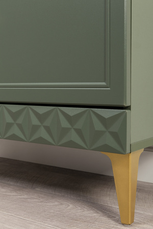 Гостиная Марион композиция 1 дымчатый зеленый K521, олива шагрень AG 1050 ПВХ, белый PE шагрень (собирается на любую сторону)