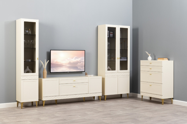 Комод Марион 16.249 слоновая кость С341 PE, слоновая кость 6898 ПВХ, белый PE шагрень