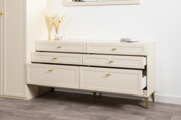 Комод Марион 16.256 Слоновая кость С341 PE, Слоновая кость 6898 ПВХ, Белый PE шагрень