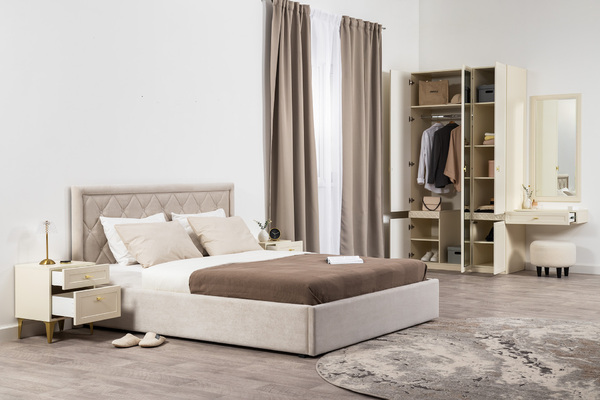 Шкаф для одежды Марион 16.340.03 слоновая кость С341 PE, слоновая кость 6898 ПВХ (собирается на любую сторону)