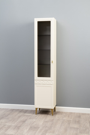 Шкаф-витрина Марион 16.397.01 слоновая кость С341 PE, слоновая кость 6898 ПВХ (собирается на любую сторону)