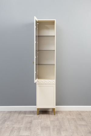 Гостиная Марион композиция 1 слоновая кость С341 PE, слоновая кость 6898 ПВХ, белый PE шагрень (собирается на любую сторону)