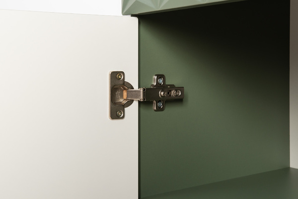 Шкаф-витрина Марион 16.397.02 дымчатый зеленый K521, олива шагрень AG 1050 ПВХ