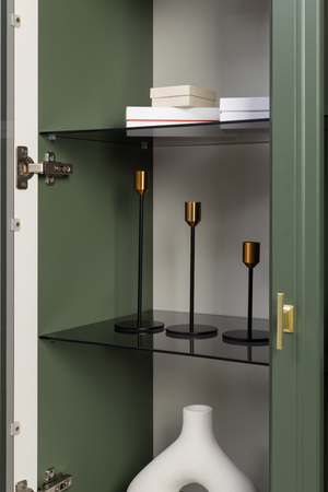 Шкаф-витрина Марион 16.397.02 дымчатый зеленый K521, олива шагрень AG 1050 ПВХ