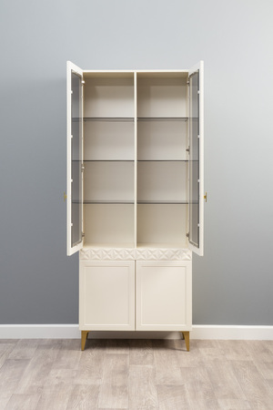 Шкаф-витрина Марион 16.397.02 слоновая кость С341 PE, слоновая кость 6898 ПВХ