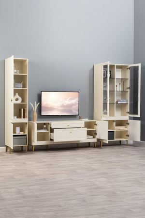 Шкаф-витрина Марион 16.397.02 слоновая кость С341 PE, слоновая кость 6898 ПВХ