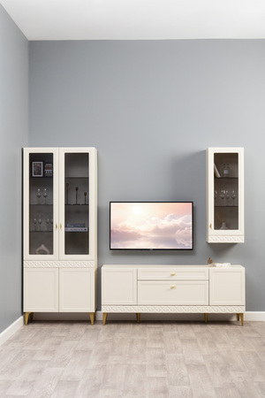 Шкаф-витрина Марион 16.397.02 слоновая кость С341 PE, слоновая кость 6898 ПВХ