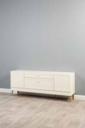 Гостиная Марион композиция 2 слоновая кость С341 PE, слоновая кость 6898 ПВХ, белый PE шагрень (собирается на любую сторону)