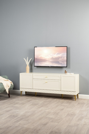 Гостиная Марион композиция 1 слоновая кость С341 PE, слоновая кость 6898 ПВХ, белый PE шагрень (собирается на любую сторону)