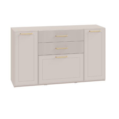 Гостиная Ричфорд композиция 2 без карнизов, кашемир 5981 BS, моно керамика D166-2 ПВХ, белый PE шагрень (собирается на любую сторону)